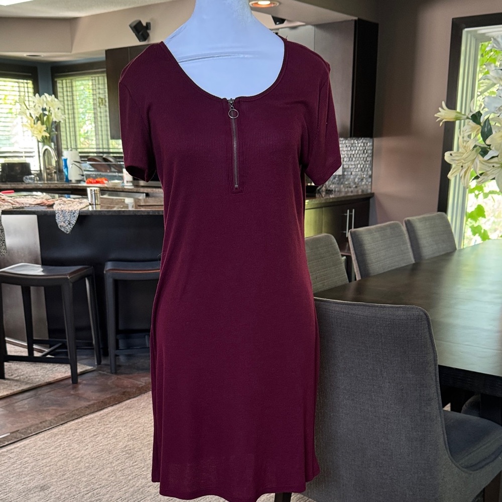 SO Burgundy Mini Dress with Zipper